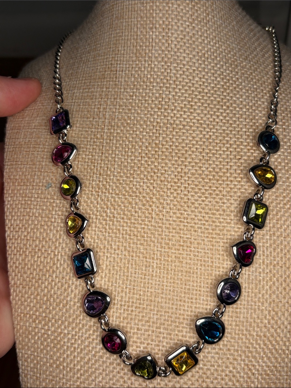 Multi-Color Gemstone Link Necklace and earring set- Women Jewelry